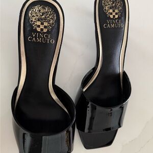 Vince Camuto Black Patent Leather Mules